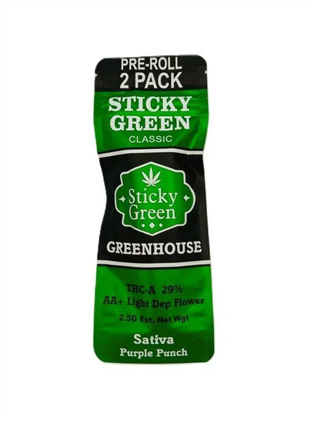 STICKY GREEN GREEN HOUSE PROLL SATIVA PURPLE PUNCH 2.5GM