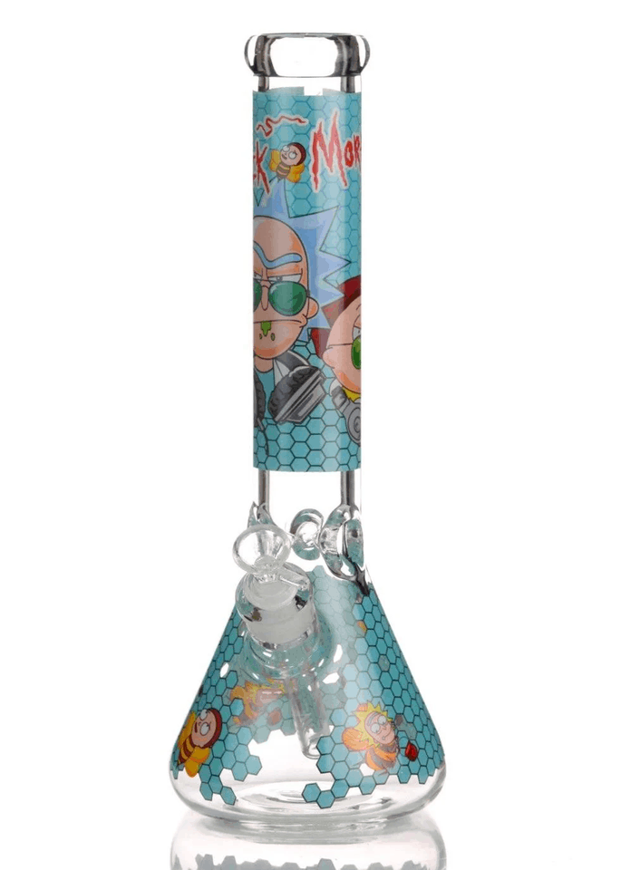WTR PIPE 14" BEAKER BASE W/RICK & MORTY PRINT