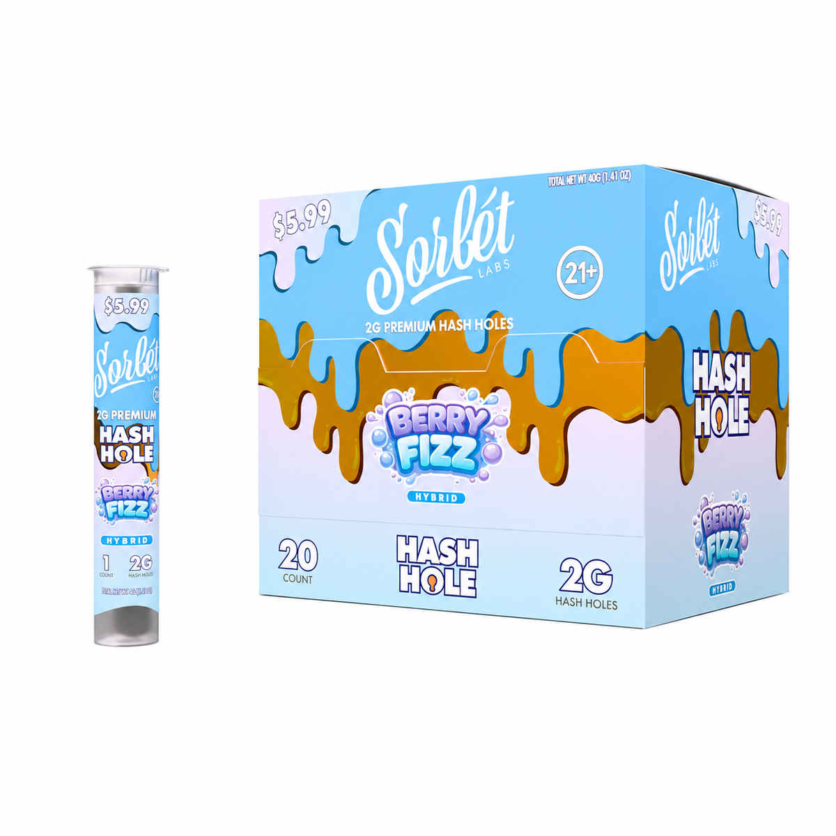 SORBET LABS HASH HOLE BERRY FIZZ HYBD 2GM 20CT
