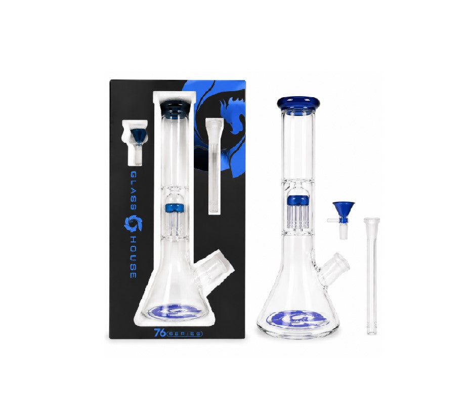 GLASS HOUSE FLATHEAD PERC BEAKER BLUE GH-76BLU 12"