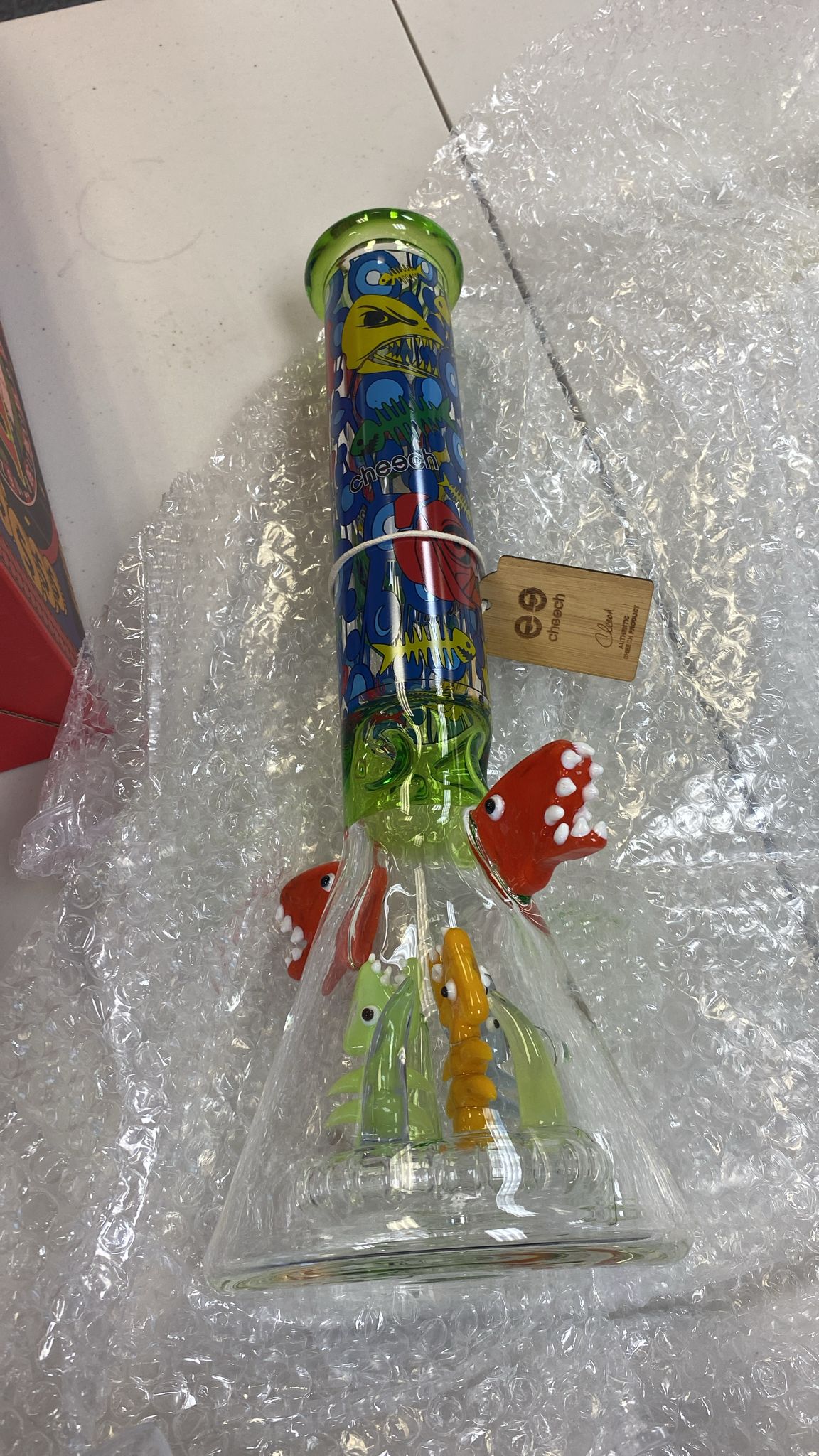 WATERPIPE CHEECH COLORFUL WHIMSICAL SHARK CHE374 15"
