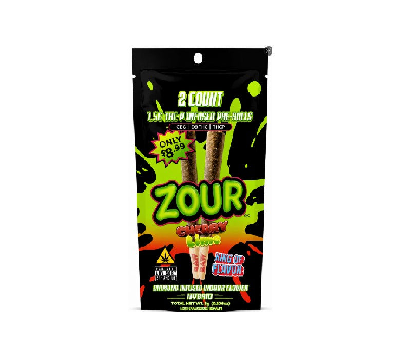 ZOUR INFUSED CBG D8 THC THCP PROLL CHERRY LIME HYBD 1.5GM 10CT