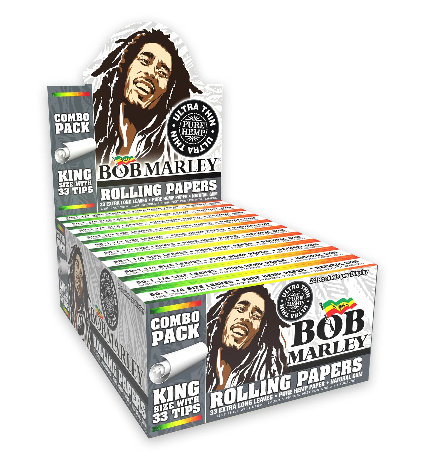 BOB MARLEY ORAGNIC ROLLING PAPER KING SIZE 33CT BM-CP-560
