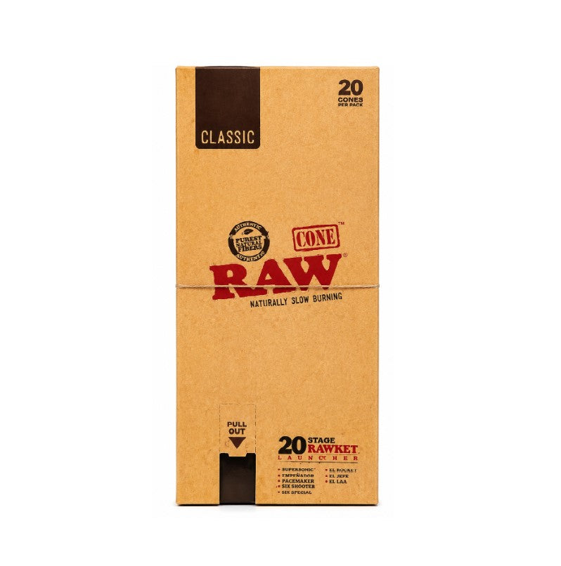 RAW NATURALLY SLOW BURNING CONES 20CT