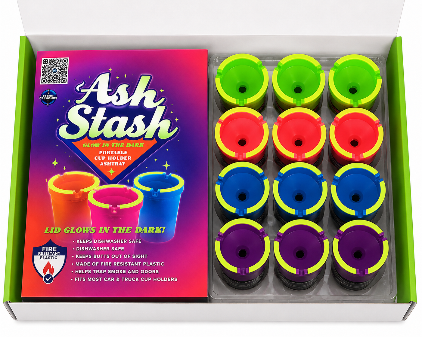 ASH STASH BUTT GLOW IN THE DARK BUCKETS 12CT