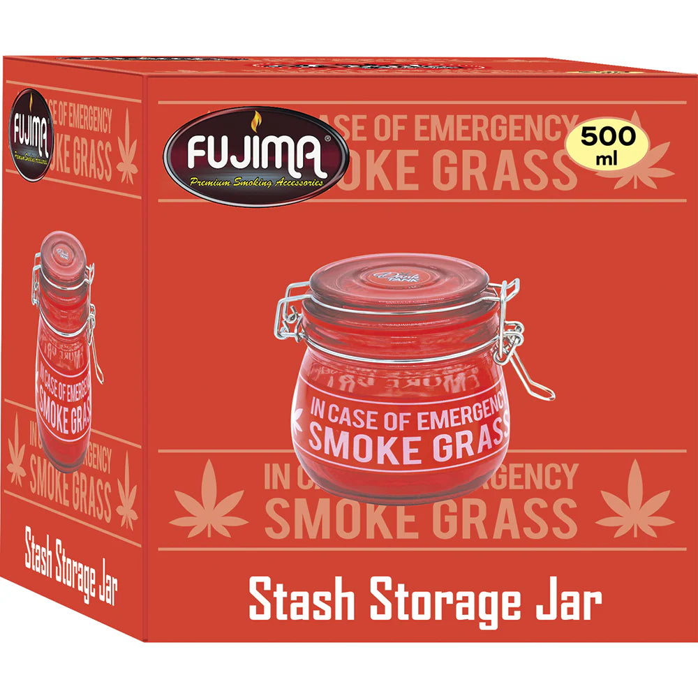 FUJIMA STASH STORAGE GLASS JAR RED 500ML 1CT