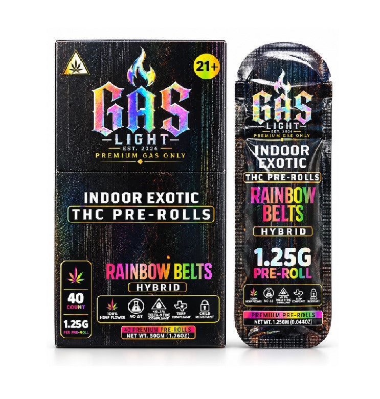 GAS LIGHT EXOTIC THC PROLL RAINBOW BELTS HYBD 1.25GM 40CT