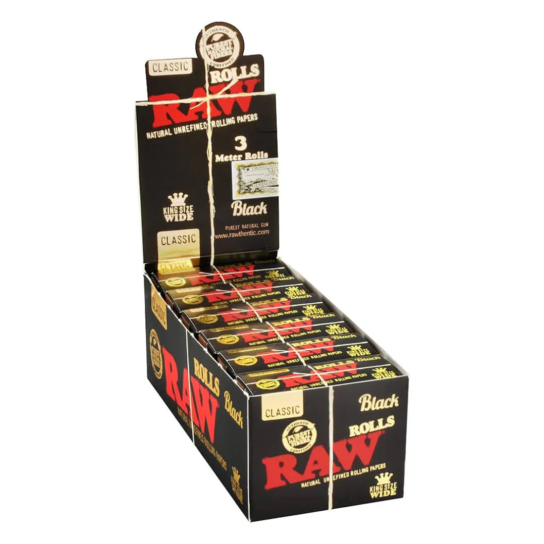 RAW BLACK CLASSIC 3 MTR ROLLS KING SIZE 12CT