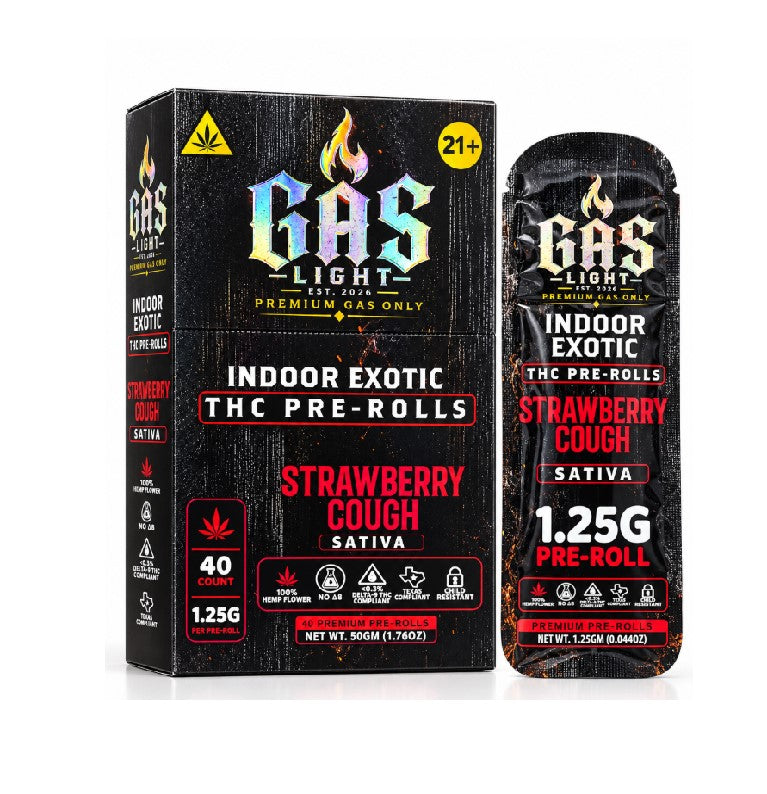 GAS LIGHT EXOTIC THC PROLL STRAWBERRY COUGH STVA 1.25GM 40CT