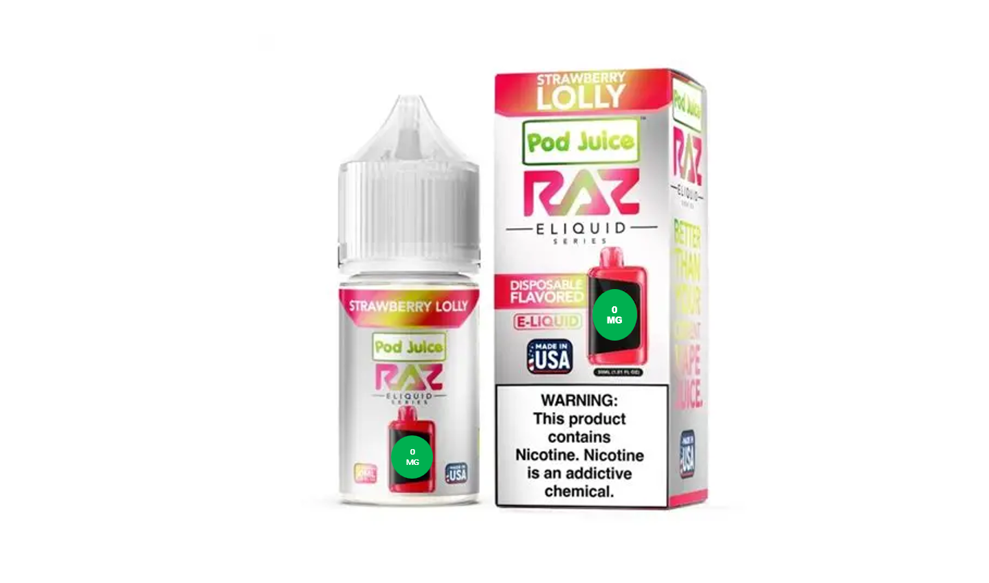 POD JUICE X RAZ STRAWBERRY LOLLY 0MG 100ML