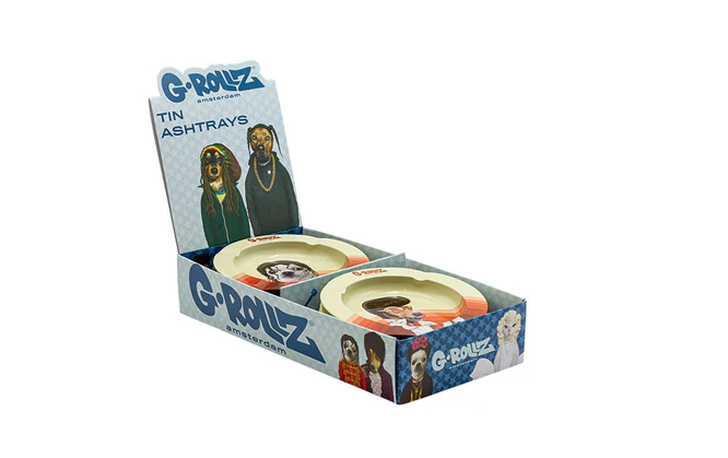 G ROLLZ TIN ASHTRAY DOG PR3401 DIS2 13.5CM
