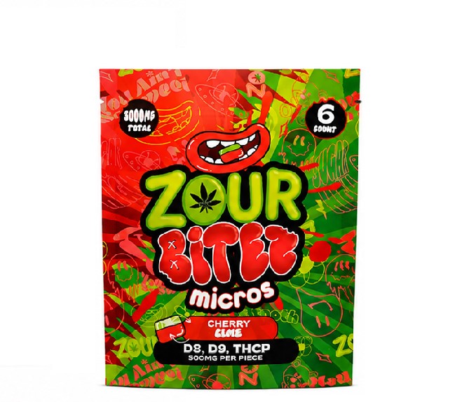 ZOUR BITES MICROS D8,D9 THCP CHERRY LIME 3000MG 30CT