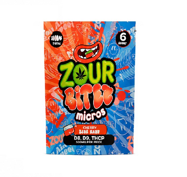 ZOUR BITES MICROS D8,D9 THCP CHERRY BLUE RAZZ 3000MG 30CT
