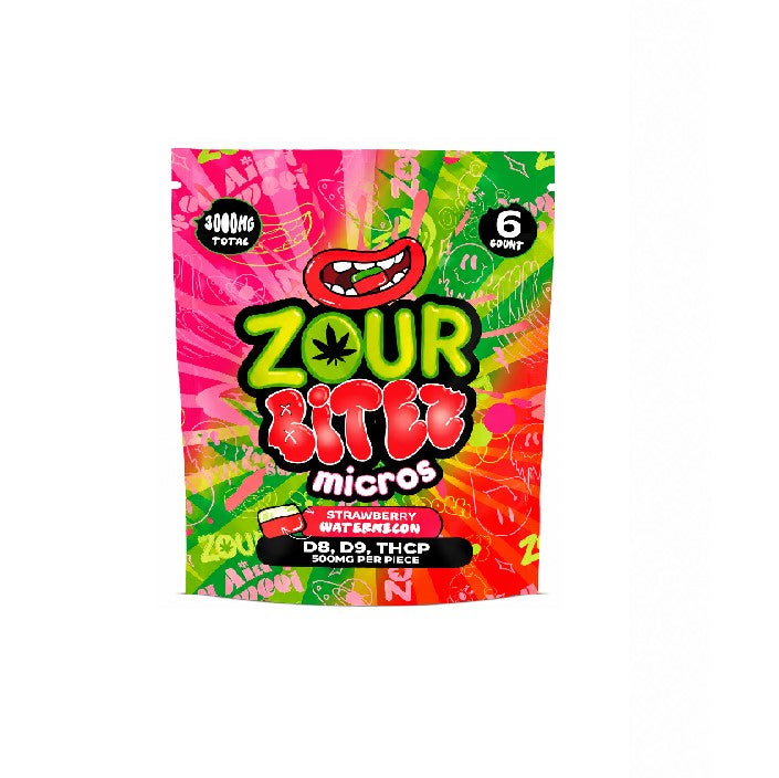 ZOUR BITES MICROS D8,D9 THCP STRAWBERRY WATERMELON 3000MG 30CT
