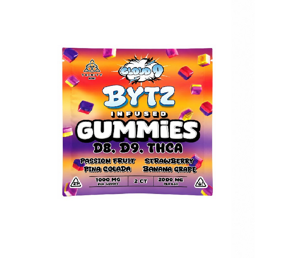 CLOUD9 BYTZ THCA GUMY PASION FRUIT,PINA COLADA,STRWBRY,BANANA GRPE 2000MG 50CT