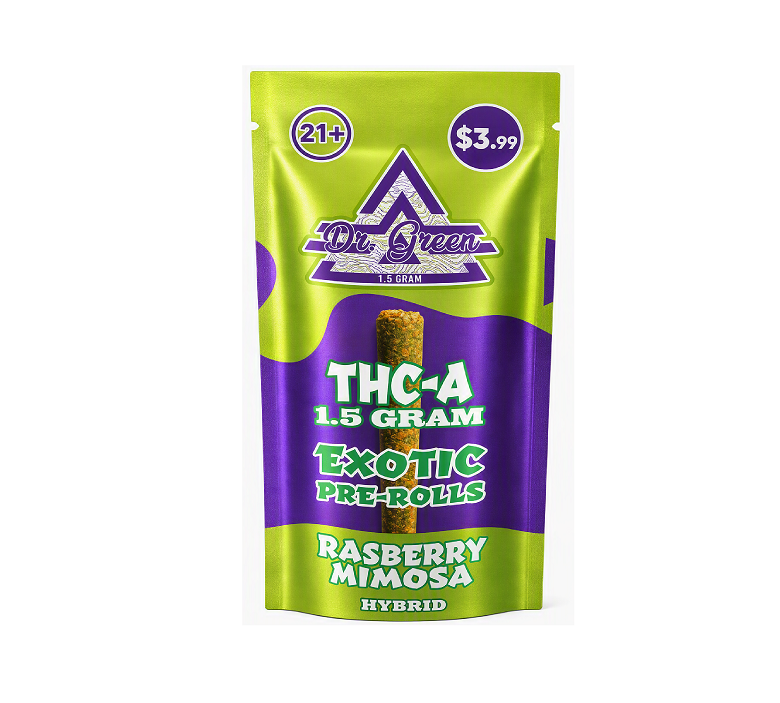 DR GREEN THCA EXOTIC PROLL RASPBERY MIMOSA HYBD 1.5GM 20CT