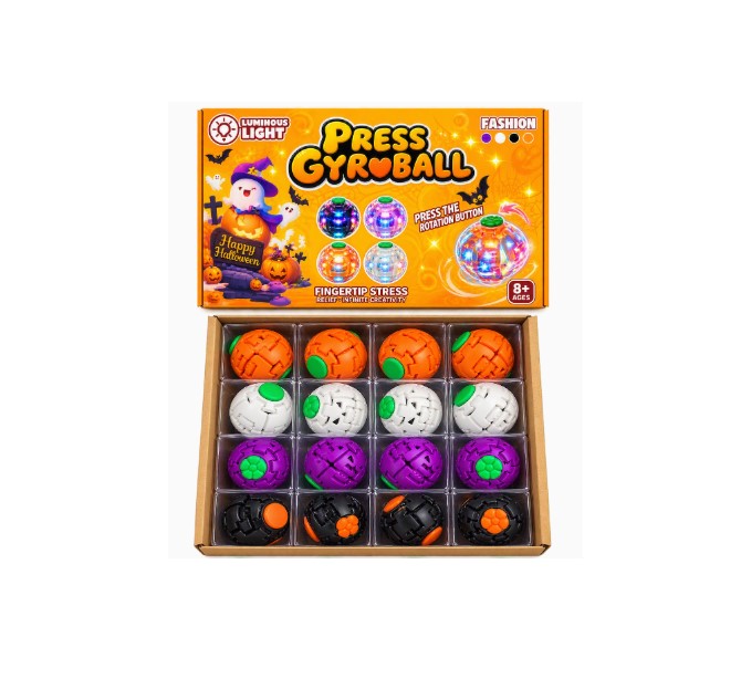 SPINNER PRESS GYROBALL HAPPY HALOWEN 4 COLLORS 24CT