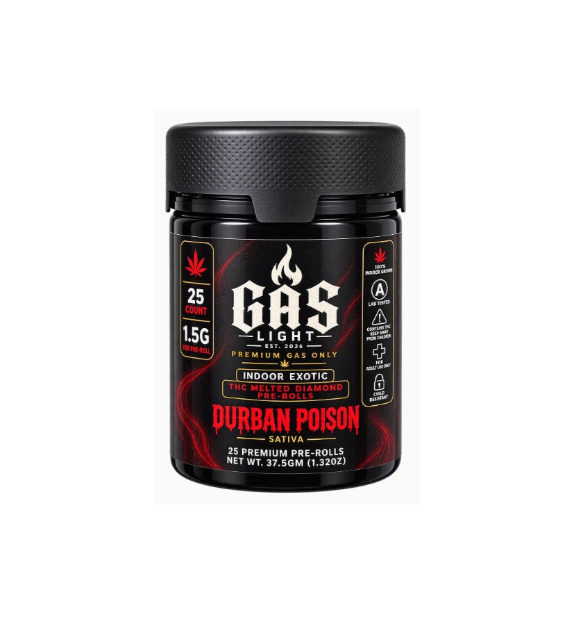 GAS LIGHT EXOTIC THC DURBAN POISON PROLL STVA JAR 1.5GM 25CT
