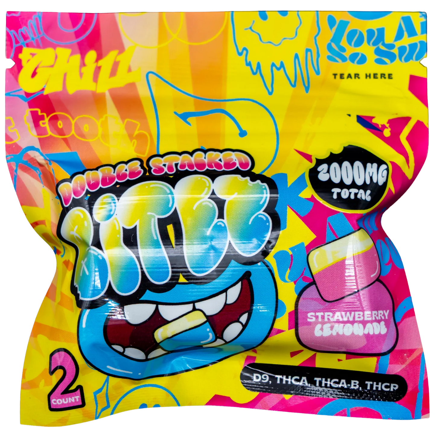 DOUBLE STACKED BITES D9 STRAWBERRY LEMONADE GUMY 2000MG|749565997713|Pack Of|60