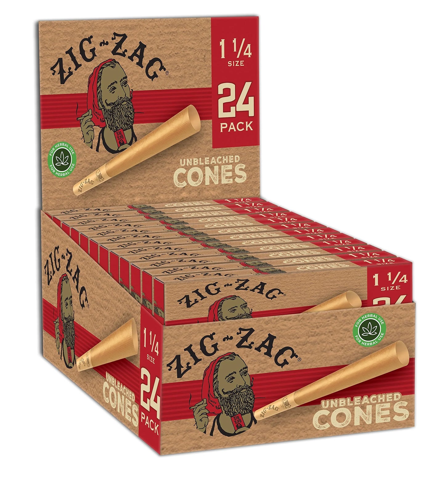 ZIG ZAG UNBLEACHED MINI 1 1.4 SIZE CONES 24PKK
