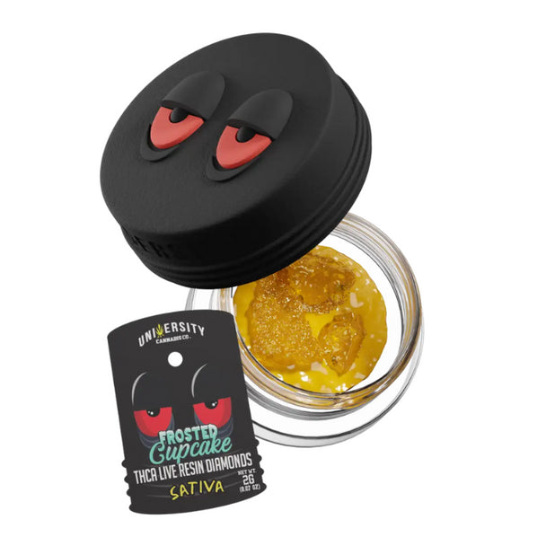 UNIVERSITY THCA DIAMOND DABS FROSTED CUPCAKE SATIVA 2GM