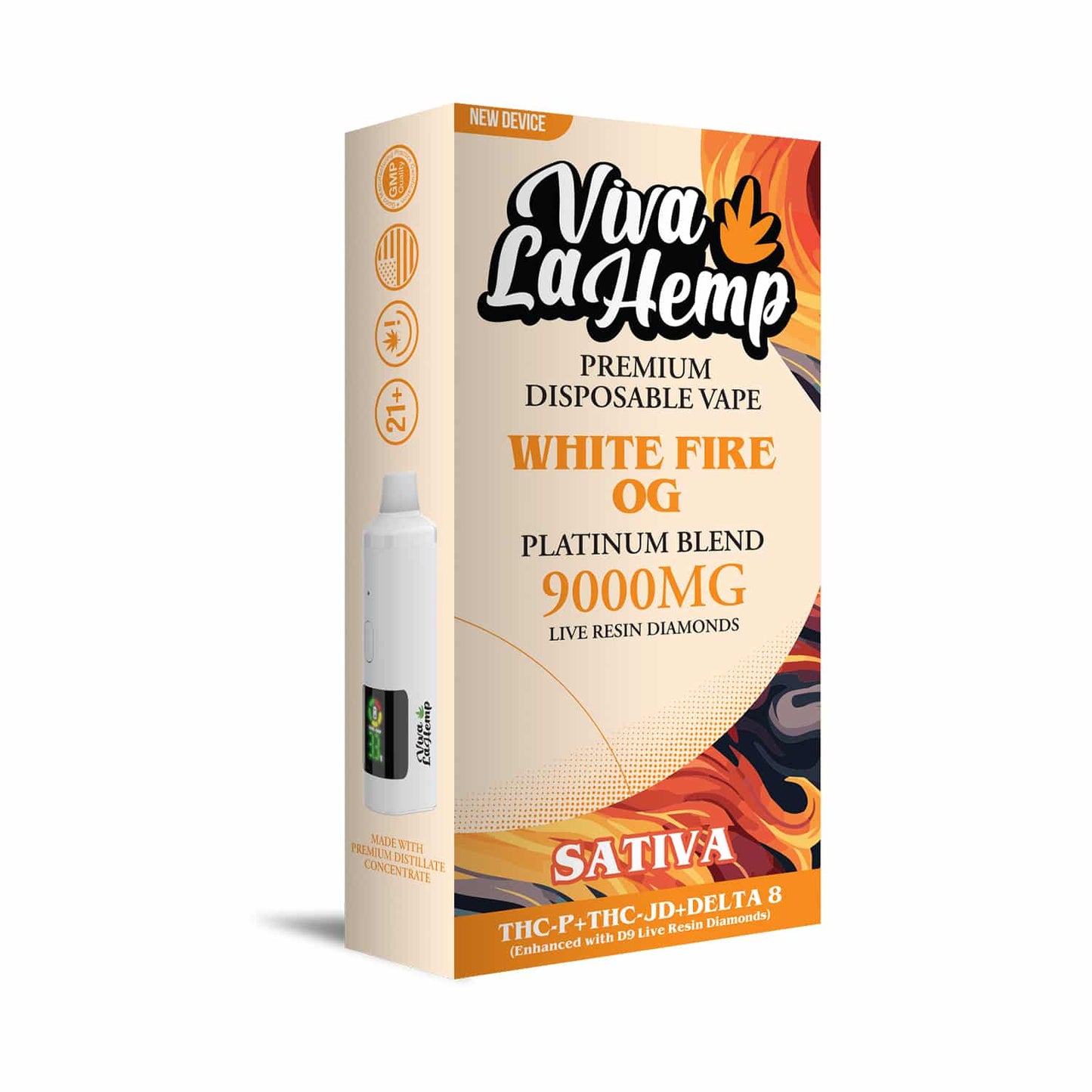 VIVA LA HEMP D9 WHITE FIRE OG SATIVA 9000MG