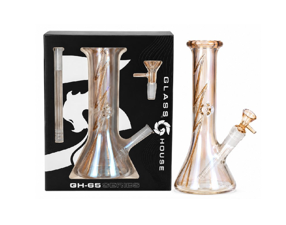 GLASS HOUSE MINI IRIDESCENT BEAKER AMBER