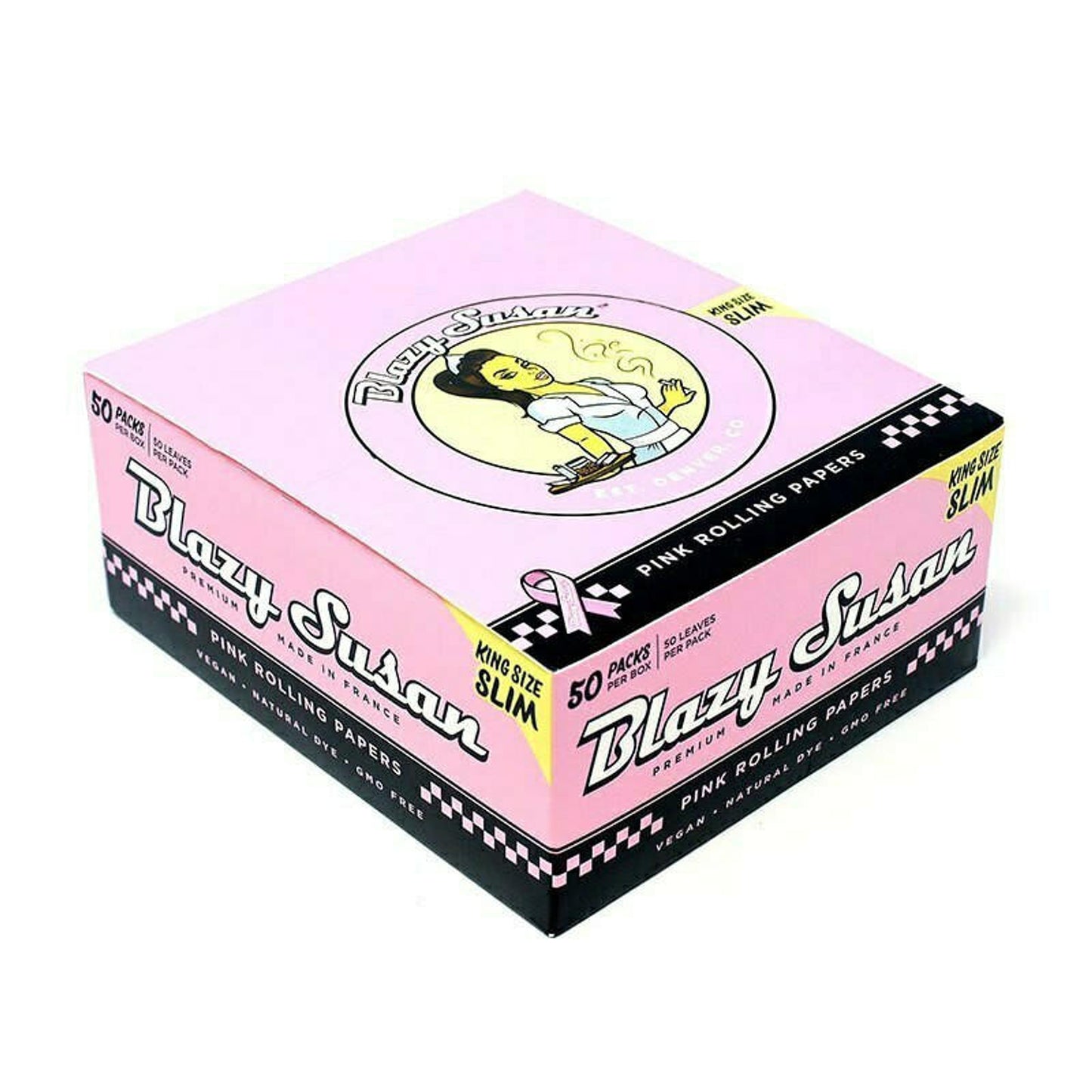 BLAZY SUSAN PINK ROLLING PAPER KING SIZE 50CT