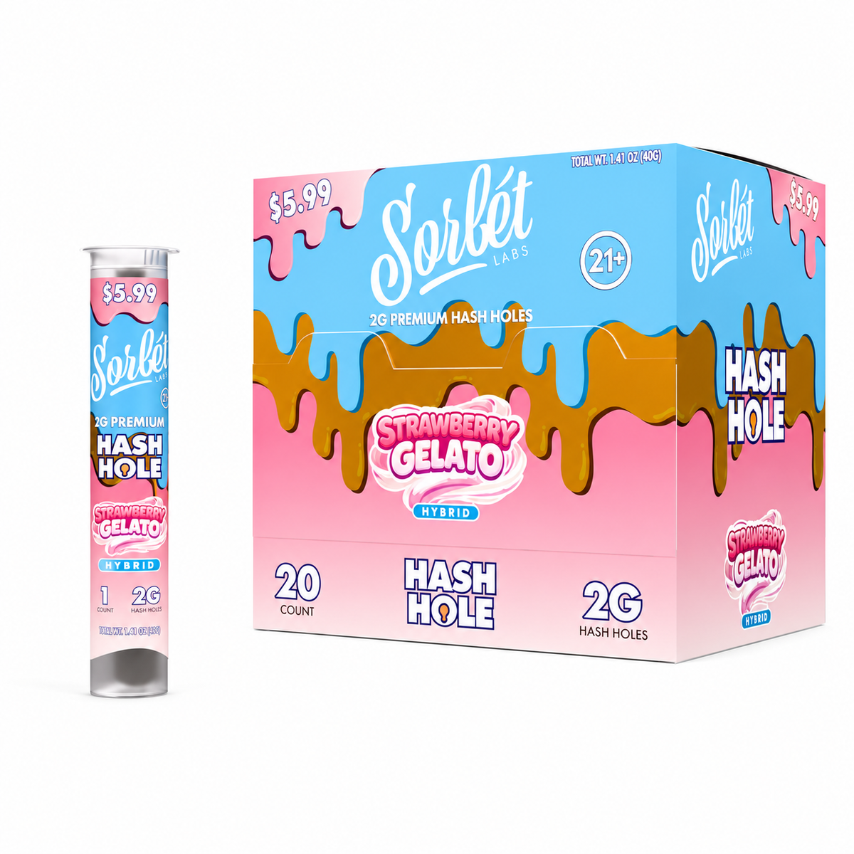 SORBET LABS HASH HOLE STRWBRY GELATO HYBD 2GM 20CT