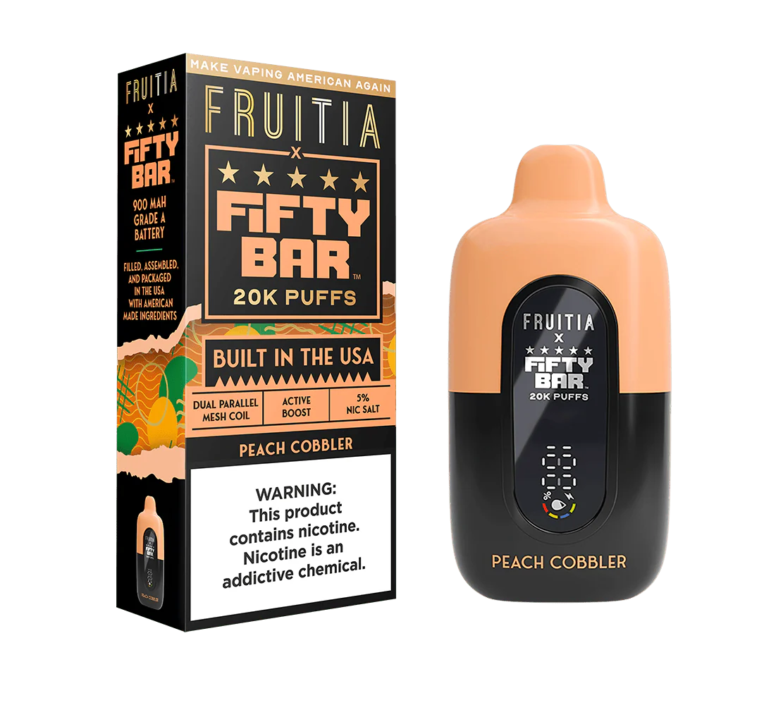 FIFTY BAR FRUITA 20K|FIFTY BAR FRUITIA PEACH COBBLER 20K|850068854608|Pack of 5