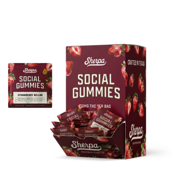 SHERPA THC SOCIAL GUMY STRWBRY BELLINI 50MG 2CT
