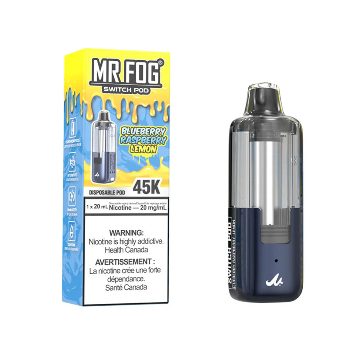 MR FOG SWITCH POD BLUEBERRY RASPBERRY LEMON 45K
