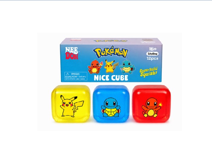 SQUISHY NEEDOH NICE CUBE POK'EMON 3 COLORS 12CT