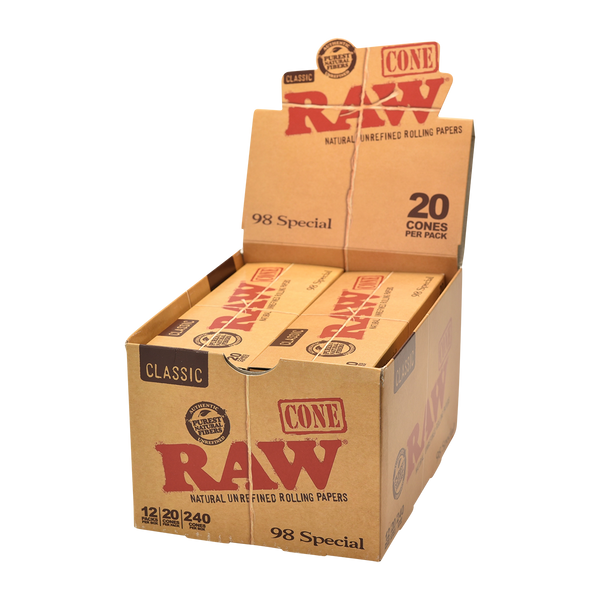 RAW CLASSIC 98 SPECIAL PRE ROLLED CONES 20PK 12CT BOX