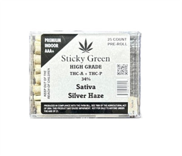 STICKY GREEN HIGH GRADE PROLL SILVER HAZE SATIVA 25CT