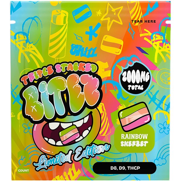 TRIPPLE STACKED BITES D9 RAINBOW SHERBET GUMY 2000MG
