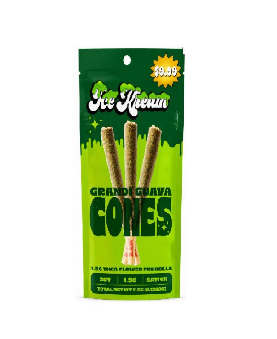 ICE KREAM THCA FLWR PROLL GRANDI GUAVA CONES 1.5GM 3CT