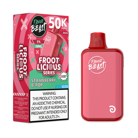 FLAVOR BEAST 50K|FLAVOR BEAST XBM50 STRAWBERRY RAZZ B POP 50K|827152235995