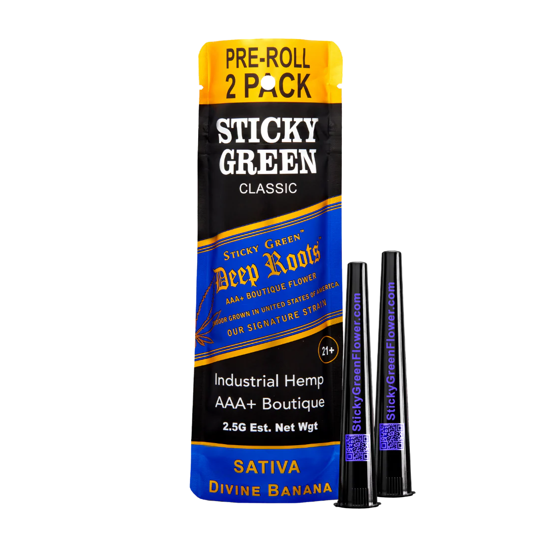 STICKY GREEN DEEP ROOTS PROLL SATIVA DIVINE BANANA 2.5GM 2CT