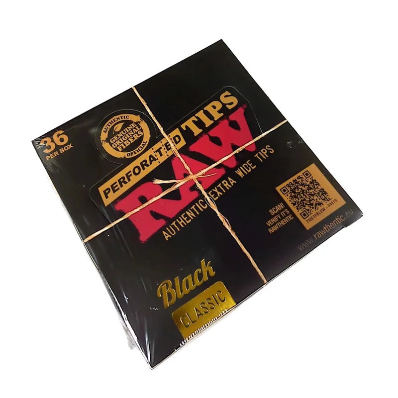 RAW CLASSIC XTRA LONG TIPS BLACK 36CT