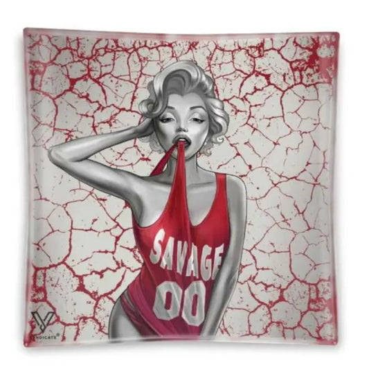 SYNICATE GLASS ASHTRAY SAVAGE 00 DESIGN 1CT
