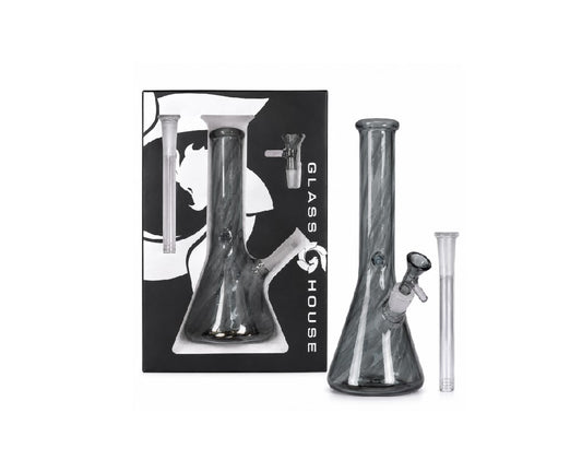 GLASS HOUSE TWISTED MINI BEAKER SMOKE
