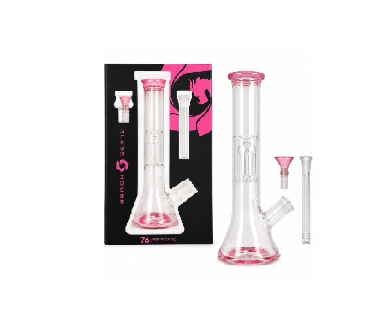 GLASS HOUSE FLATHEAD PERC BEAKER PINK GH-76P 12"