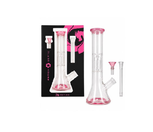 GLASS HOUSE FLATHEAD PERC BEAKER PINK GH-76P 12"