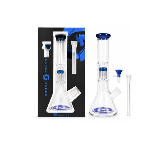 GLASS HOUSE FLATHEAD PERC BEAKER BLUE GH-76BLU 12"