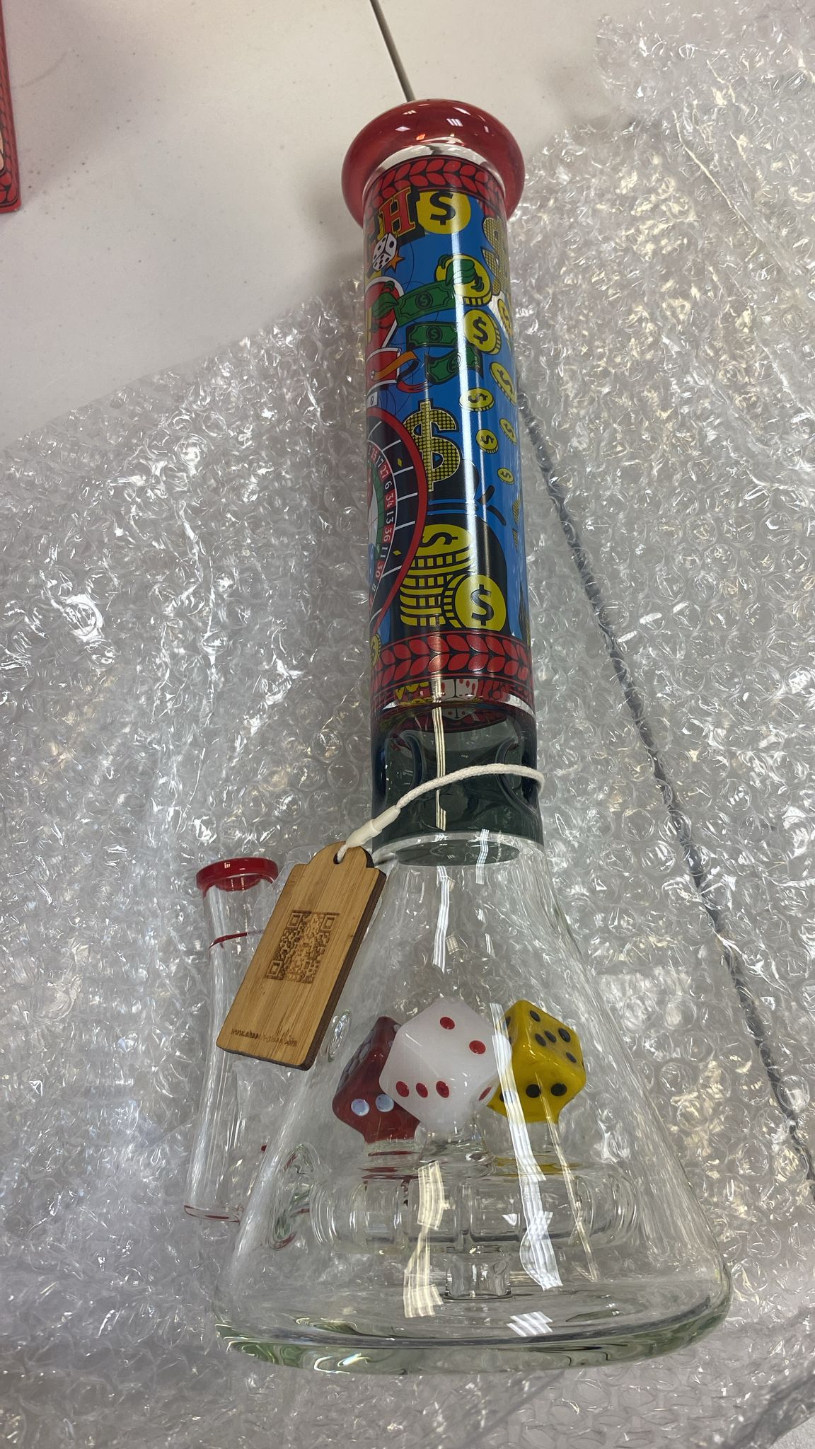 WATERPIPE CHEECH DICE VIBRANT CASINO BEAKER CHE375 15"