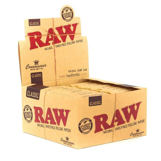 RAW CONNOSSSEUR KINGSIZE PLUS TIPS CLASSIC 24 PKS