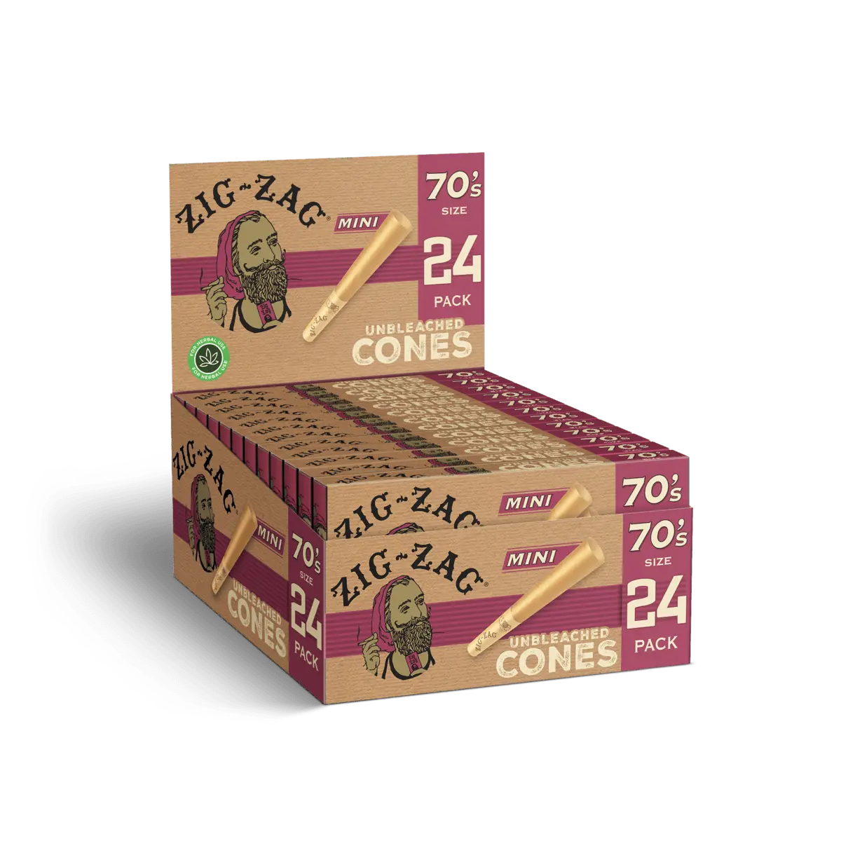 ZIG ZAG UNBLEACHED MINI 70 SIZE CONES 24PKK