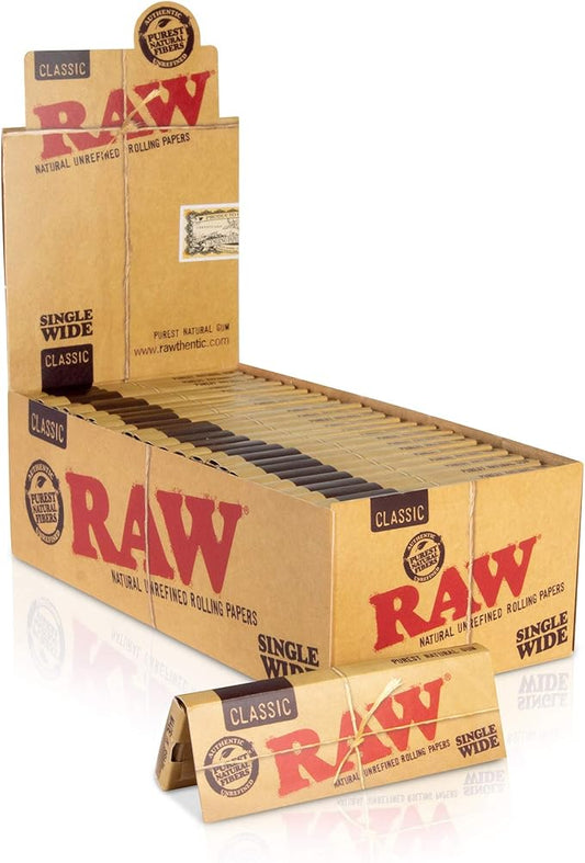 RAW CLASSIC SINGAL WIDE ROLLING PAPERS 50CT