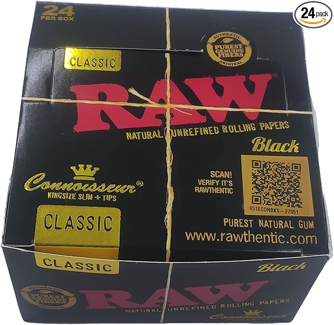 RAW CONNOISSEUR BLK SLIM TIPS KING SIZE 24CT
